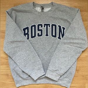 Boston Crewneck Grey and Navy Lettering